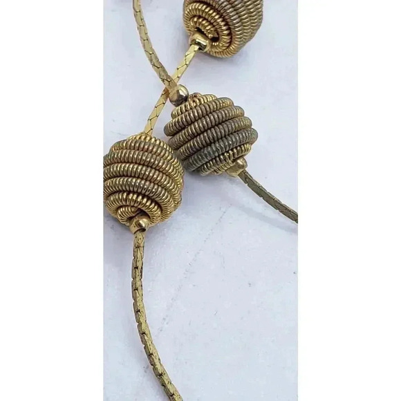 Vintage Trifari Gold Wired Ball Necklace Long Chain Signed 1980s - Picture 7 of 8